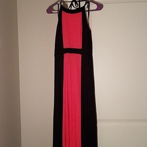 Morneau halter dress with tie neck, and opened bac